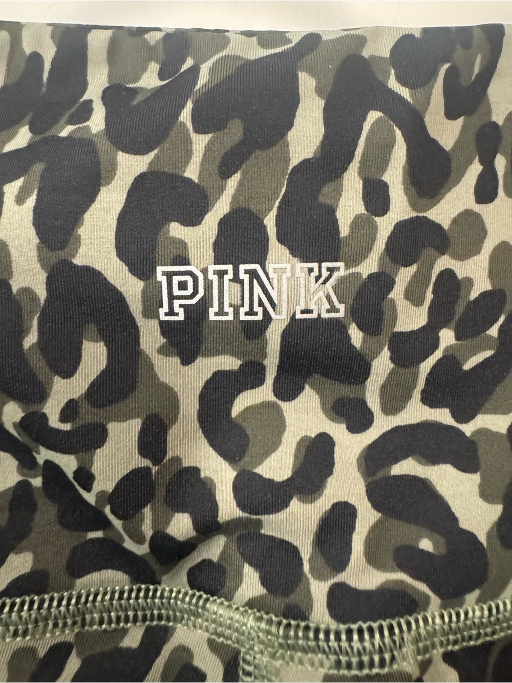 PINK Victoria's Secret Olive Green and Black Leopard Print Leggings - Picture 3 of 7